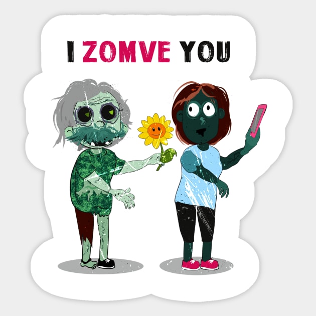 I zomve you Sticker by Zombwhere Team